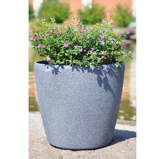 Round Sandstone Plant Pot With Plate 43x43x40cm