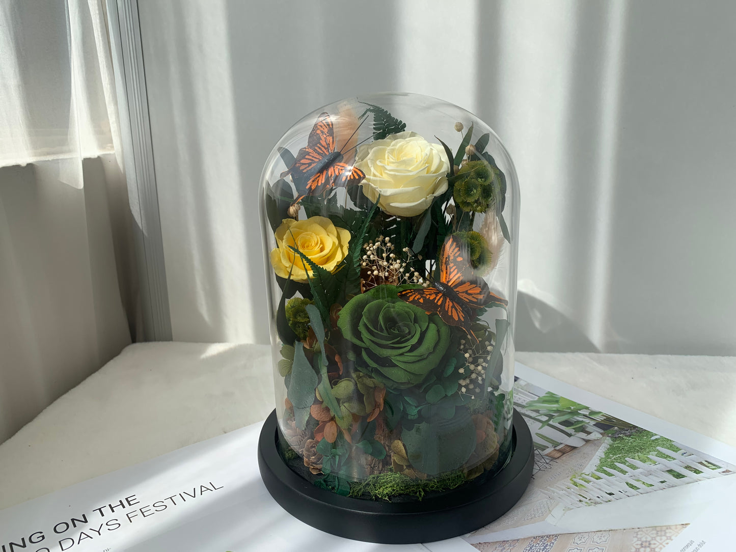 White Rose Mix Garden in a Dome - الوردة الخالدة