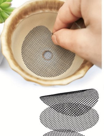 Pot Hole Mesh Pad - Rounds Drainage Hole - Prevent Soil Loss and Anti-Slip - Pack of 10pcs