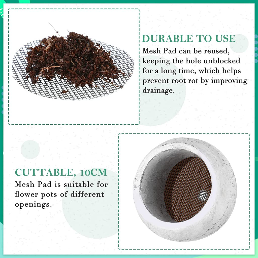 Pot Hole Mesh Pad - Rounds Drainage Hole - Prevent Soil Loss and Anti-Slip - Pack of 10pcs