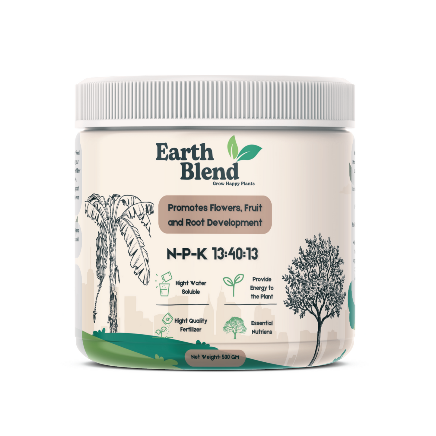 Earth Blend- Fruit and Flower Booster Fertilizer 500gram - سماد تعزيز الفواكه والزهور 500 جرام - NPK 13-40-13