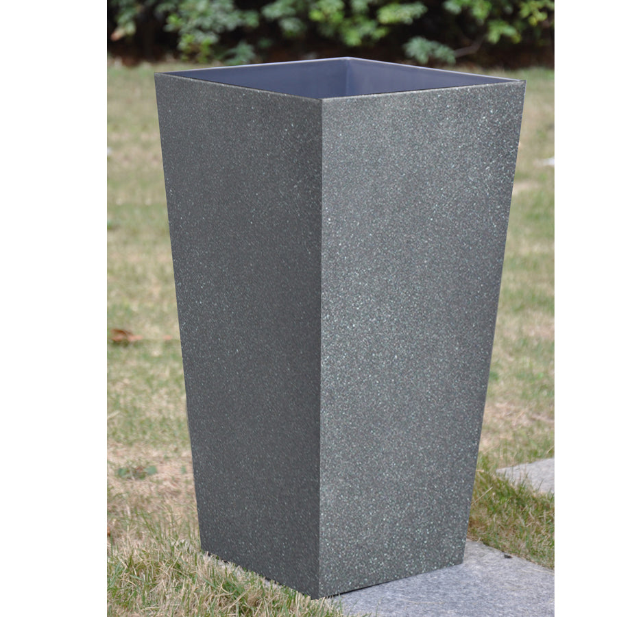 Square Sandstone Plant Pot with Plate