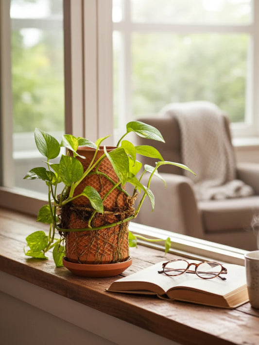 Plantel | Live Handmade Pottery Flower Pot | Soilless Hydroponics Plant Growing Terracotta Pot