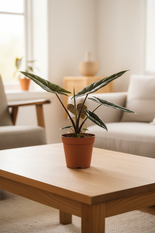 Alocasia Scalprum — Leaf Texture Focus Bright Light