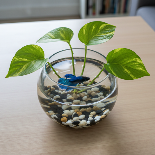 Blue Betta - Glass Bowl with a Plant
