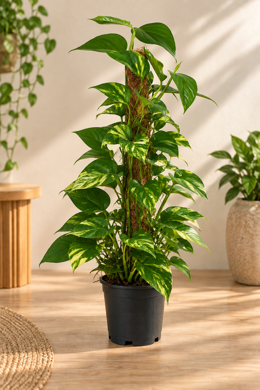 Money Plant on Moss Pole - Epipremnum aureum - نبات داخلي