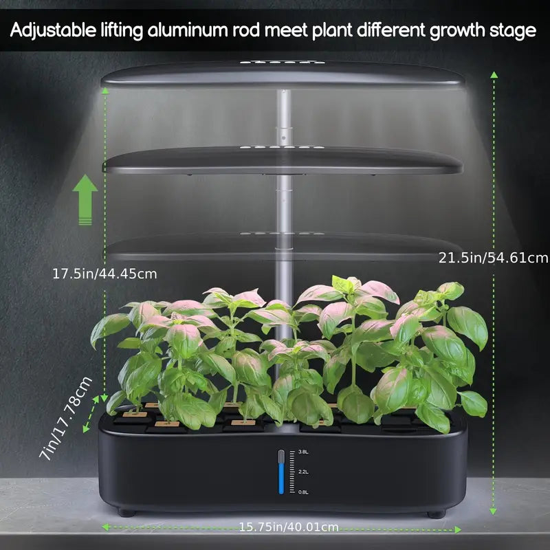 Hydroponic Indoor Growing System | 12-Pod Herb Garden Kit with LED Grow Light & Water Pump