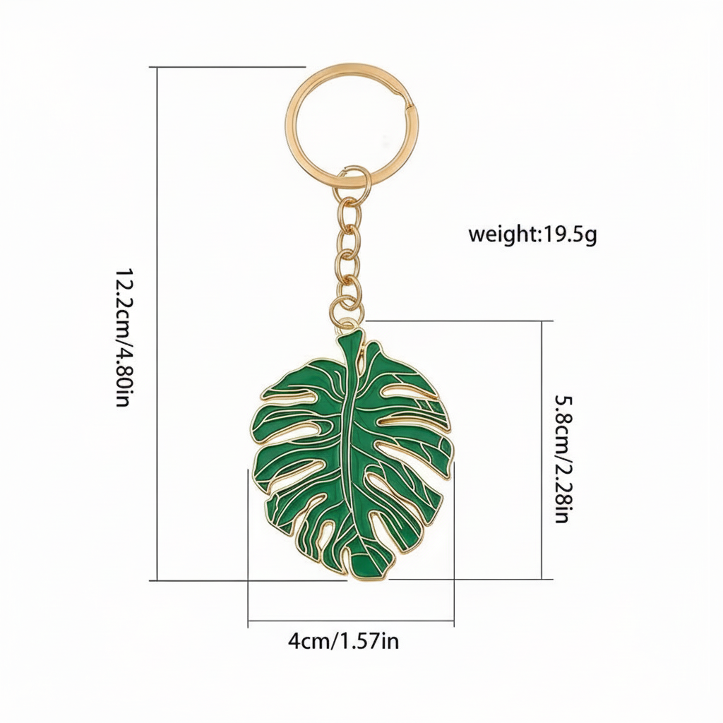 Tropical Monstera Leaf Keychain - سلسلة مفاتيح ورقة المونستيرا الاستوائية