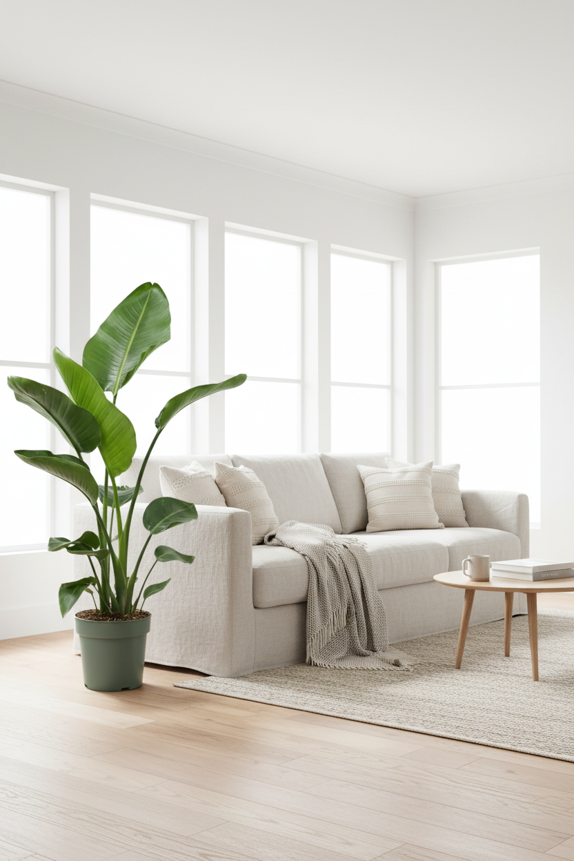 Strelitzia Nicolai 140cm – Bright Cozy Living Room