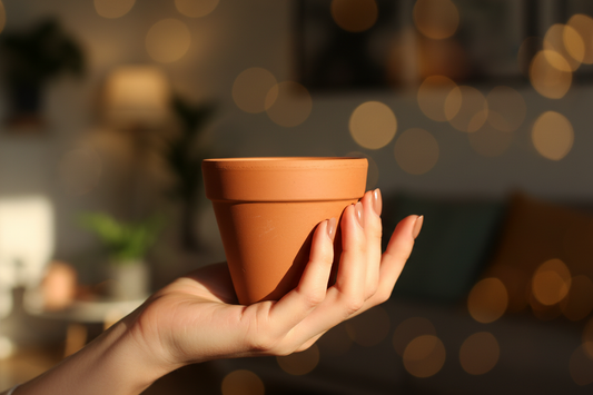 Terracotta Pot Front View - Cozy Living Room