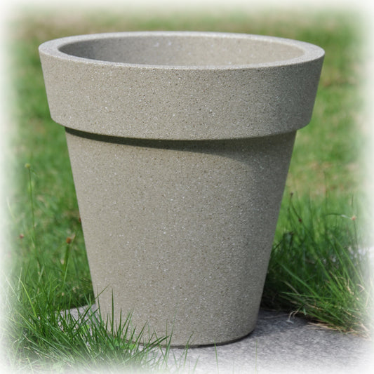 Round Sandstone Pot With Plate 38x38cm