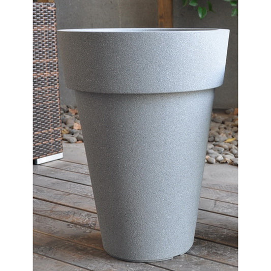 Round Sandstone Pot With Plate 45x45x60cm