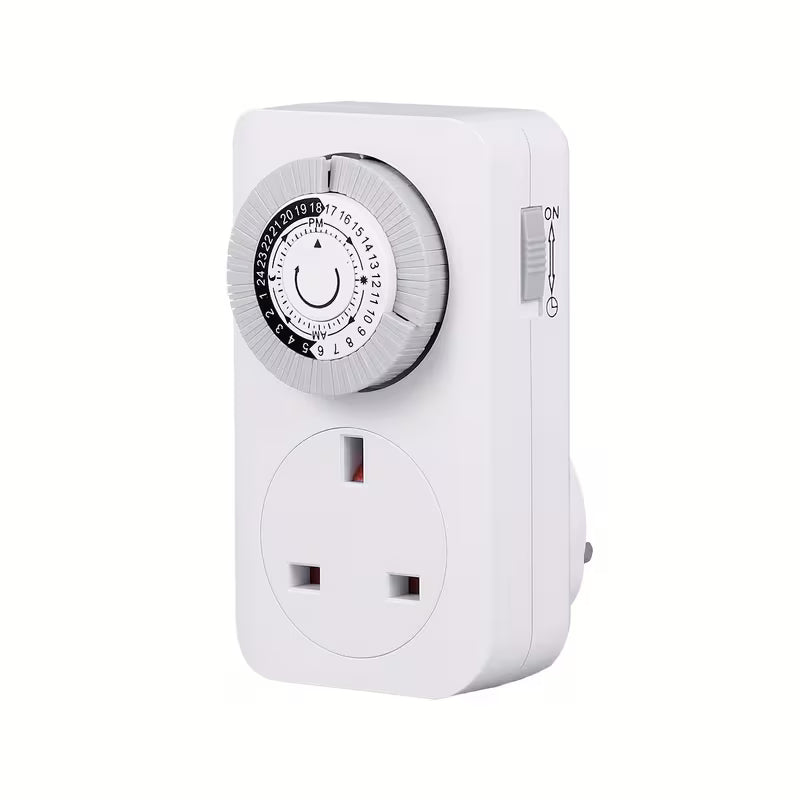 UK Mechanical Timer Socket – 24-Hour Daily Timer Switch with Plug | مقبس موقت ميكانيكي 24 ساعة – مفتاح تحكم يومي بقابس UK