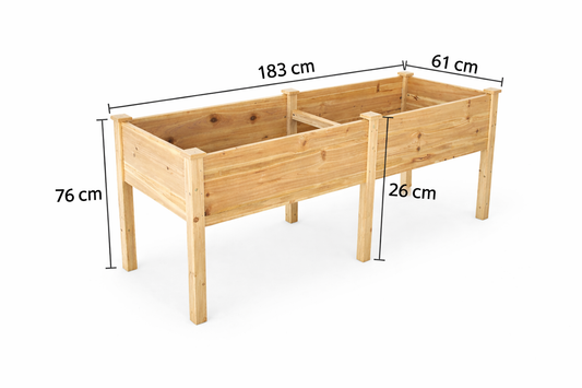 Wooden Raised Garden Bed Dual Compartment | حوض زراعة خشبي مرتفع بقسمين