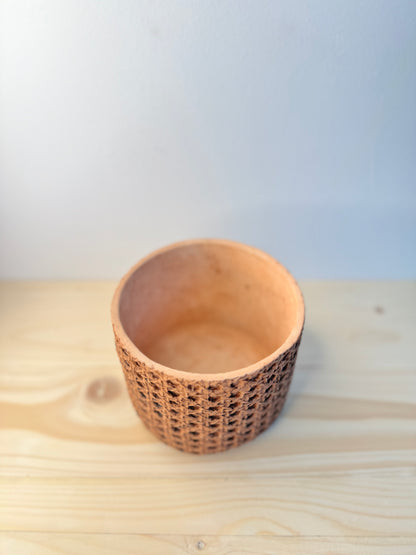 Brown Mesh Texture Cement Pot - Planter