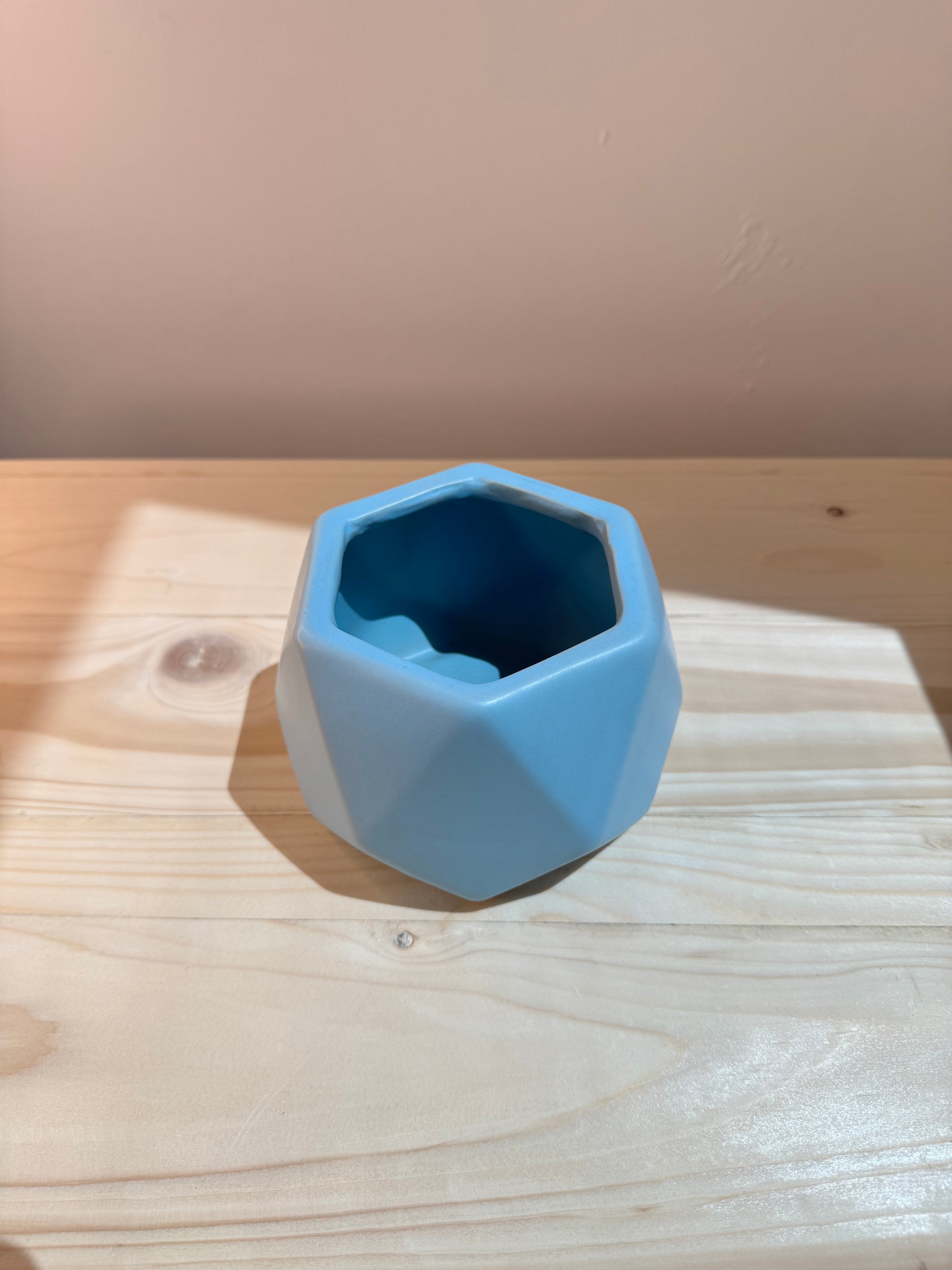 Blue Hexagon Ceramic Pot - Planter