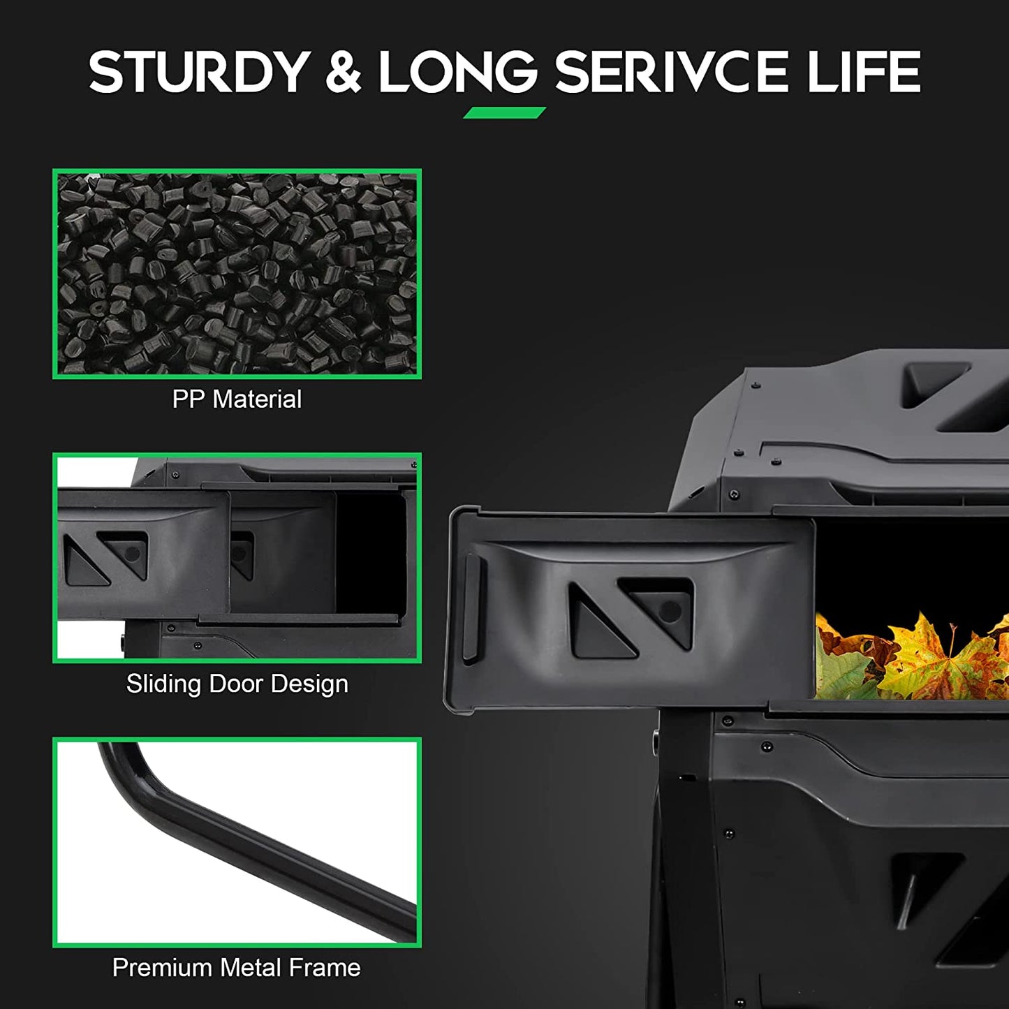 Tumbling Composter - Compost Bin Outdoor Dual Chamber