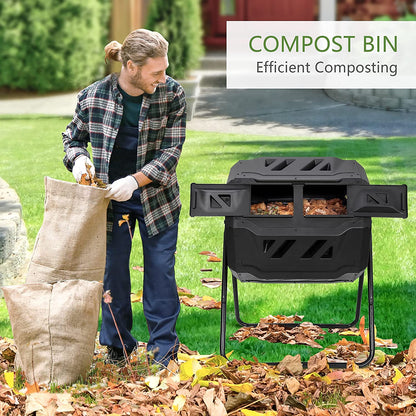 Tumbling Composter - Compost Bin Outdoor Dual Chamber