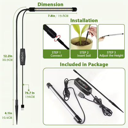 6000K Full-Spectrum Plant Growth Lamp - USB Timer & Dimming for Indoor Plants