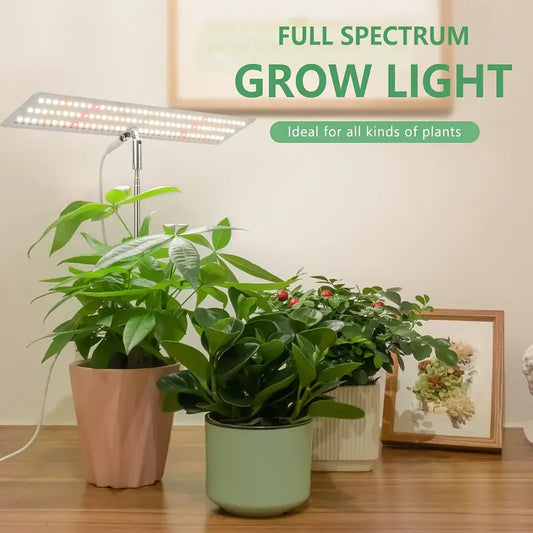LED Growing Light Full Spectrum For Indoor Plants, Height Adjustable, Automatic Timer