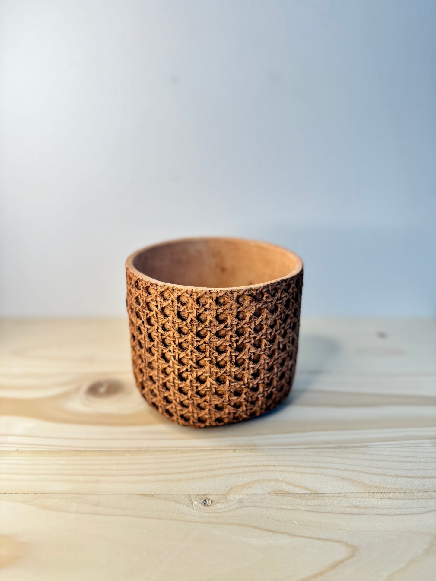 Brown Mesh Texture Cement Pot - Planter