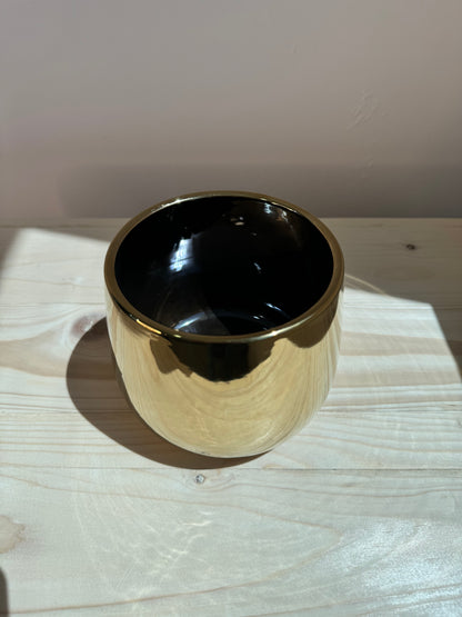 Round Glossy Gold Ceramic Pot - Planter