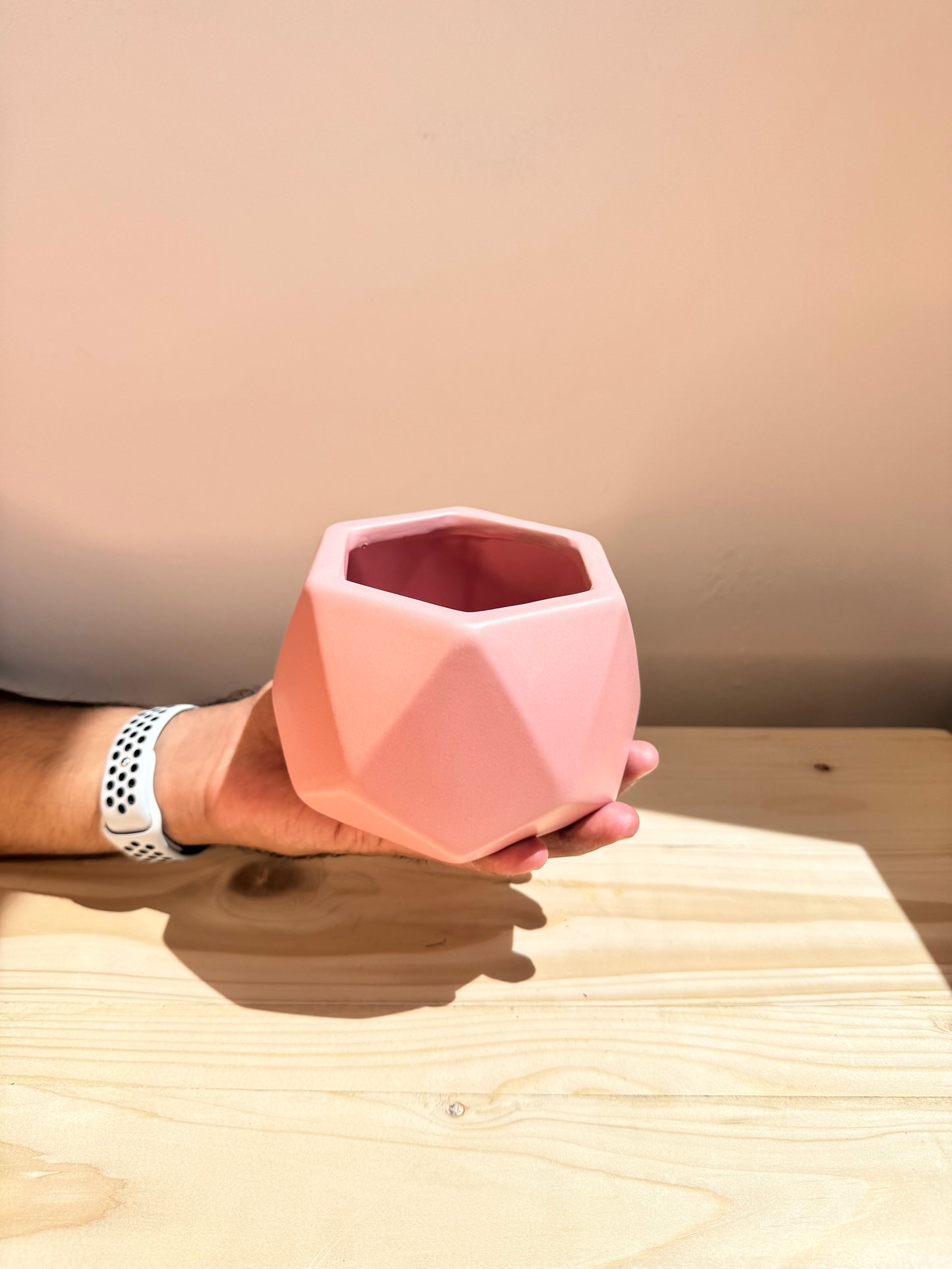 Pink Hexagon Ceramic Pot - Planter