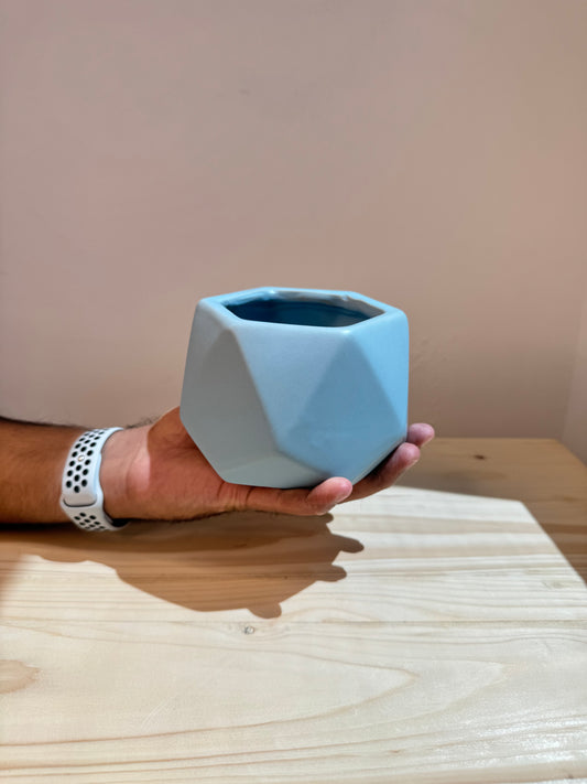 Blue Hexagon Ceramic Pot - Planter