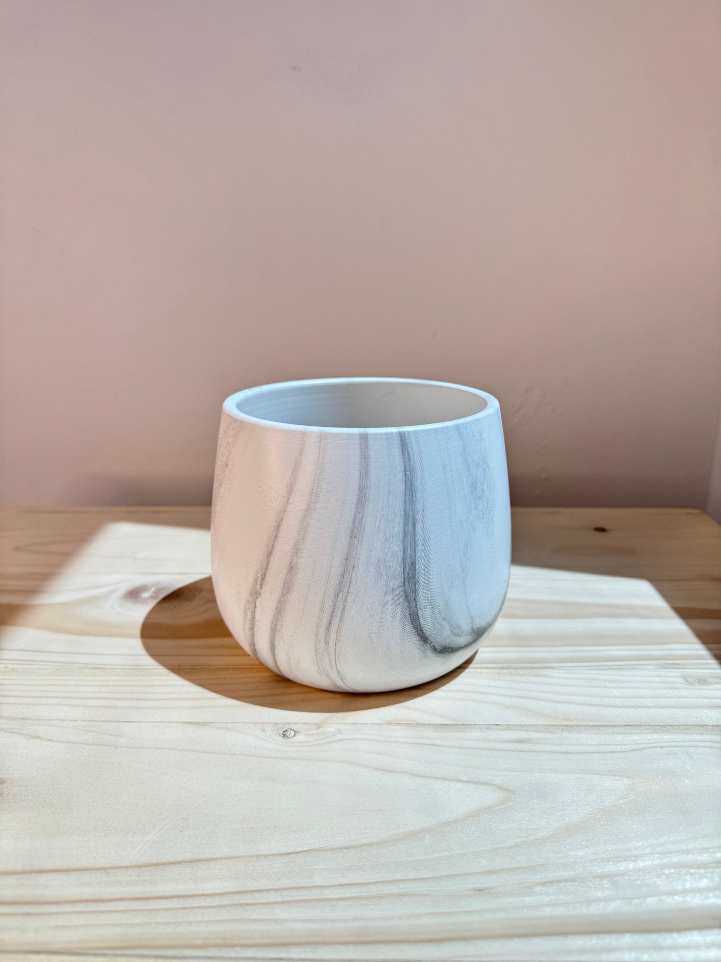 Marble Pattern White Ceramic Pot - Planter