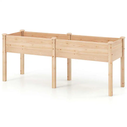 Wooden Raised Garden Bed Dual Compartment | حوض زراعة خشبي مرتفع بقسمين