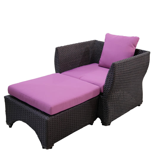 Outdoor Furniture Set, featuring powder-coated aluminum frames and PE flat wicker. Complete with polyester fabric cushions and pillows, and a tempered glass top. Ideal for Kuwaiti gardens, available for order from our website for an outdoor oasis.