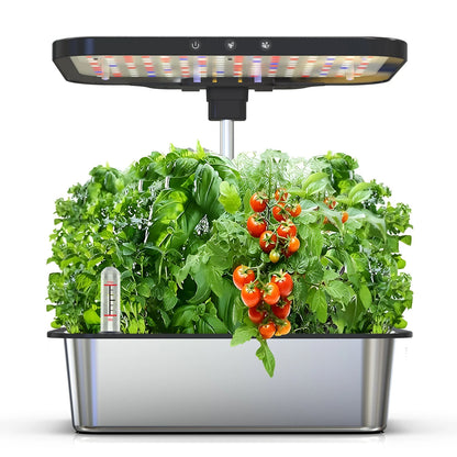 Hydroponic Indoor Growing System | 15-Pod Herb Garden Kit with LED Grow Light & Water Pump