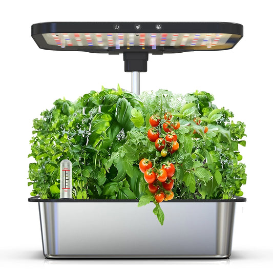 Hydroponic Indoor Growing System | 15-Pod Herb Garden Kit with LED Grow Light & Water Pump