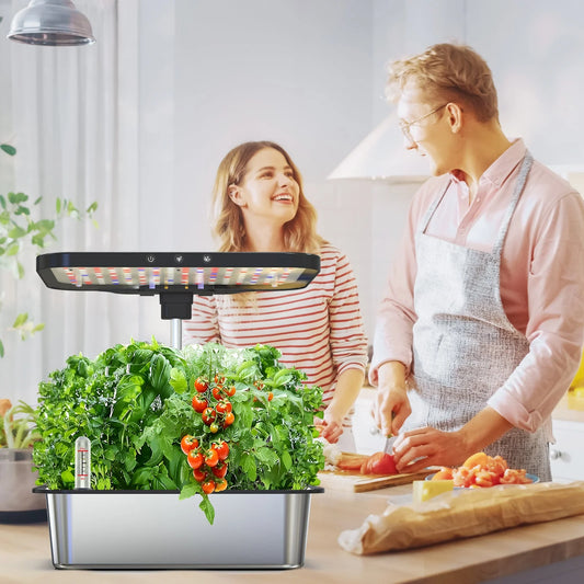 Hydroponic Indoor Growing System | 15-Pod Herb Garden Kit with LED Grow Light & Water Pump