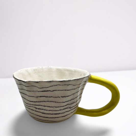 Handcrafted Artisan Ceramic White Line Mug