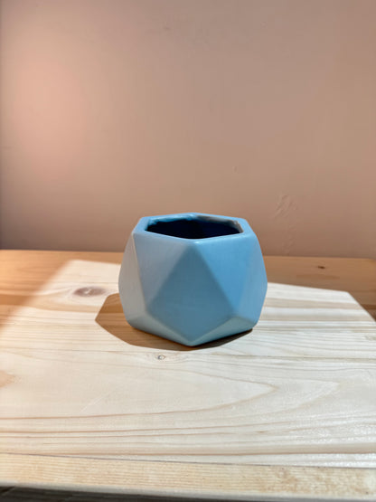 Blue Hexagon Ceramic Pot - Planter