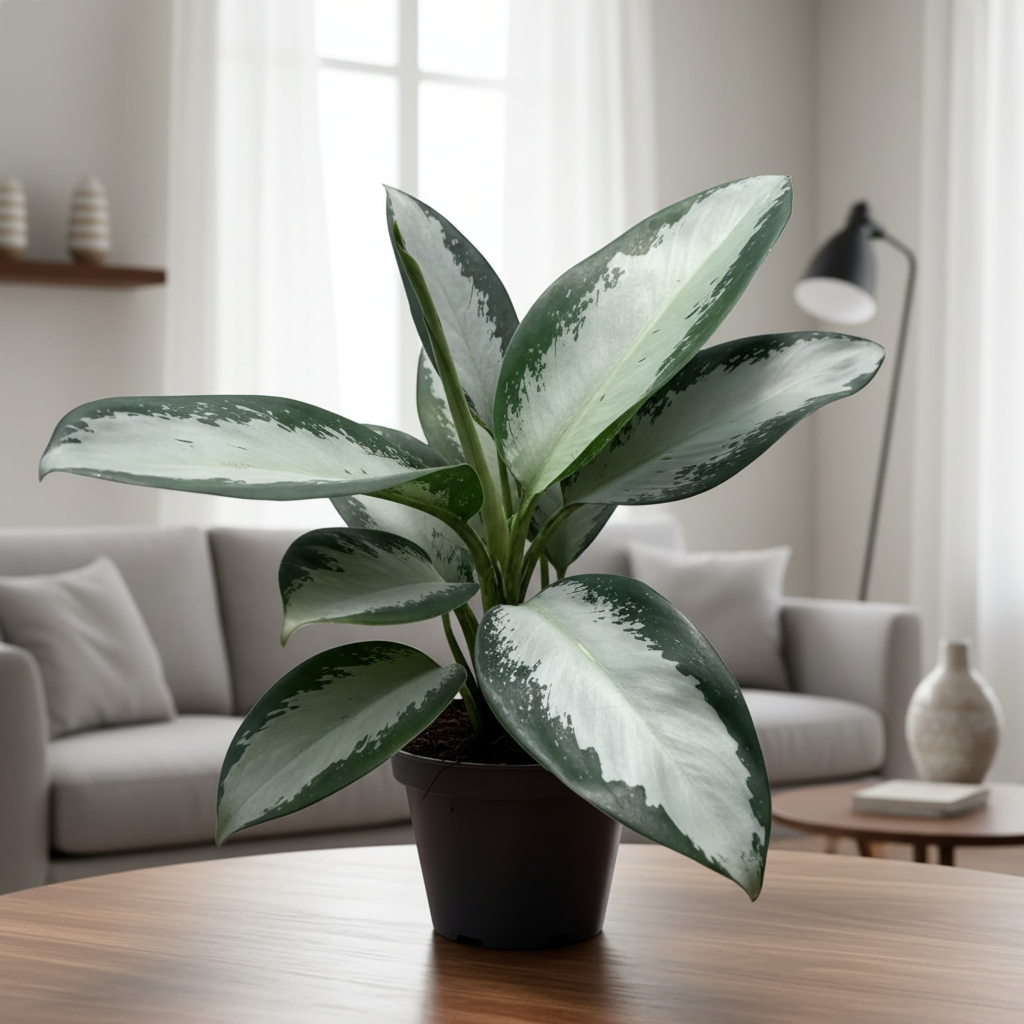 Aglaonema Silver Blue Living Room Setup