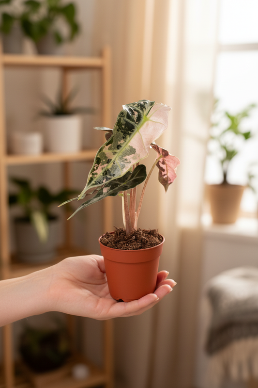 Alocasia Polly Pink Variegata – Table Top