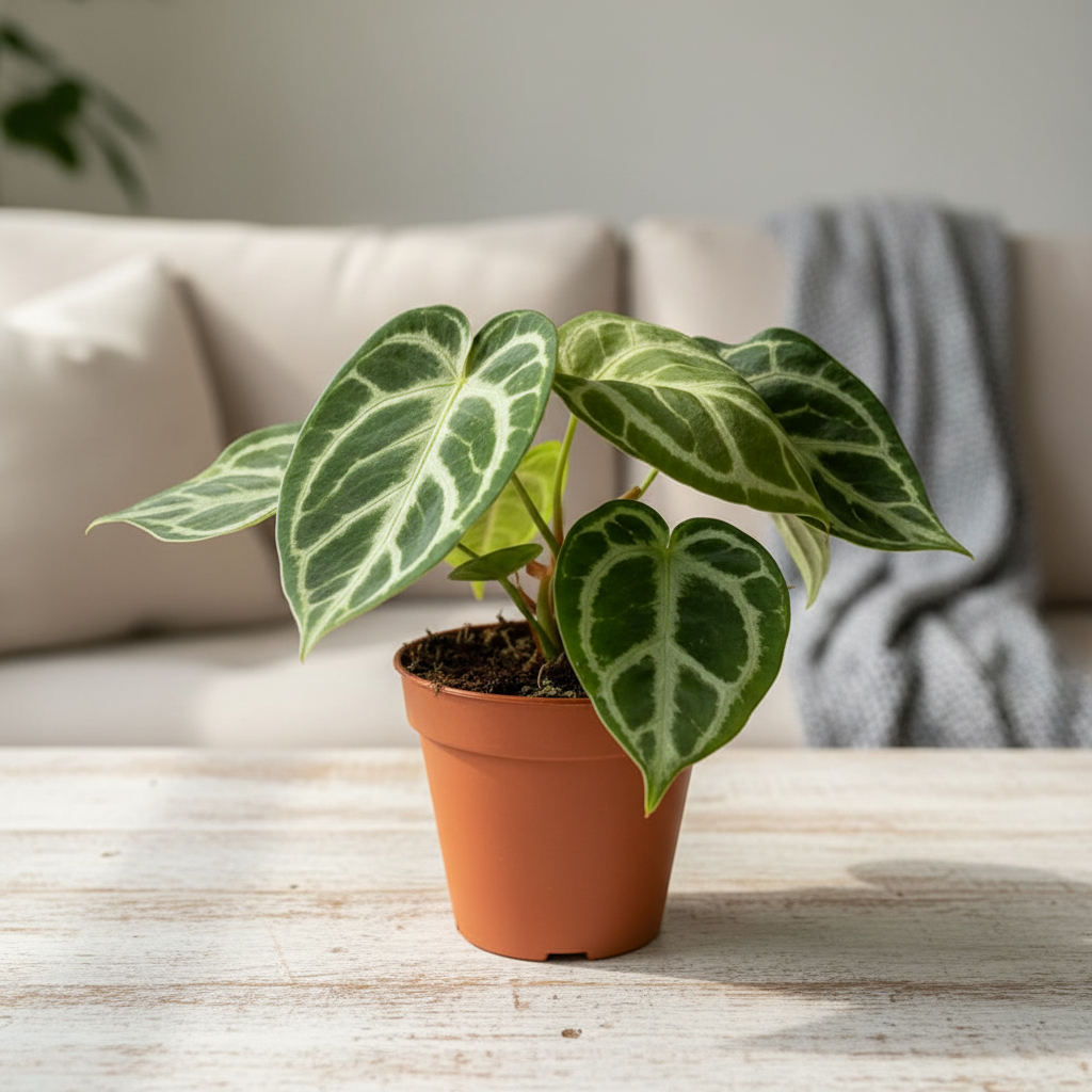 Anthurium Silver Blush – Cozy Living Room Tabletop