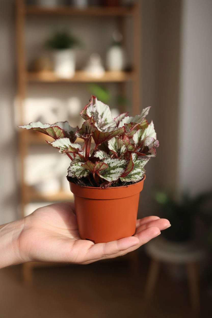 Begonia Beleaf Evening Glow – Lady Holding Plant