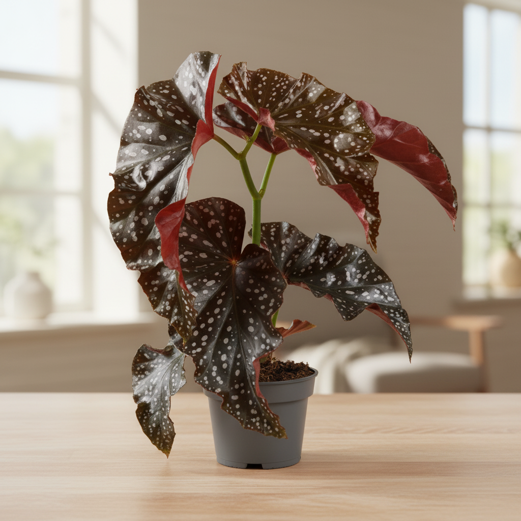 Begonia Cracklin Rosie on a tabletop