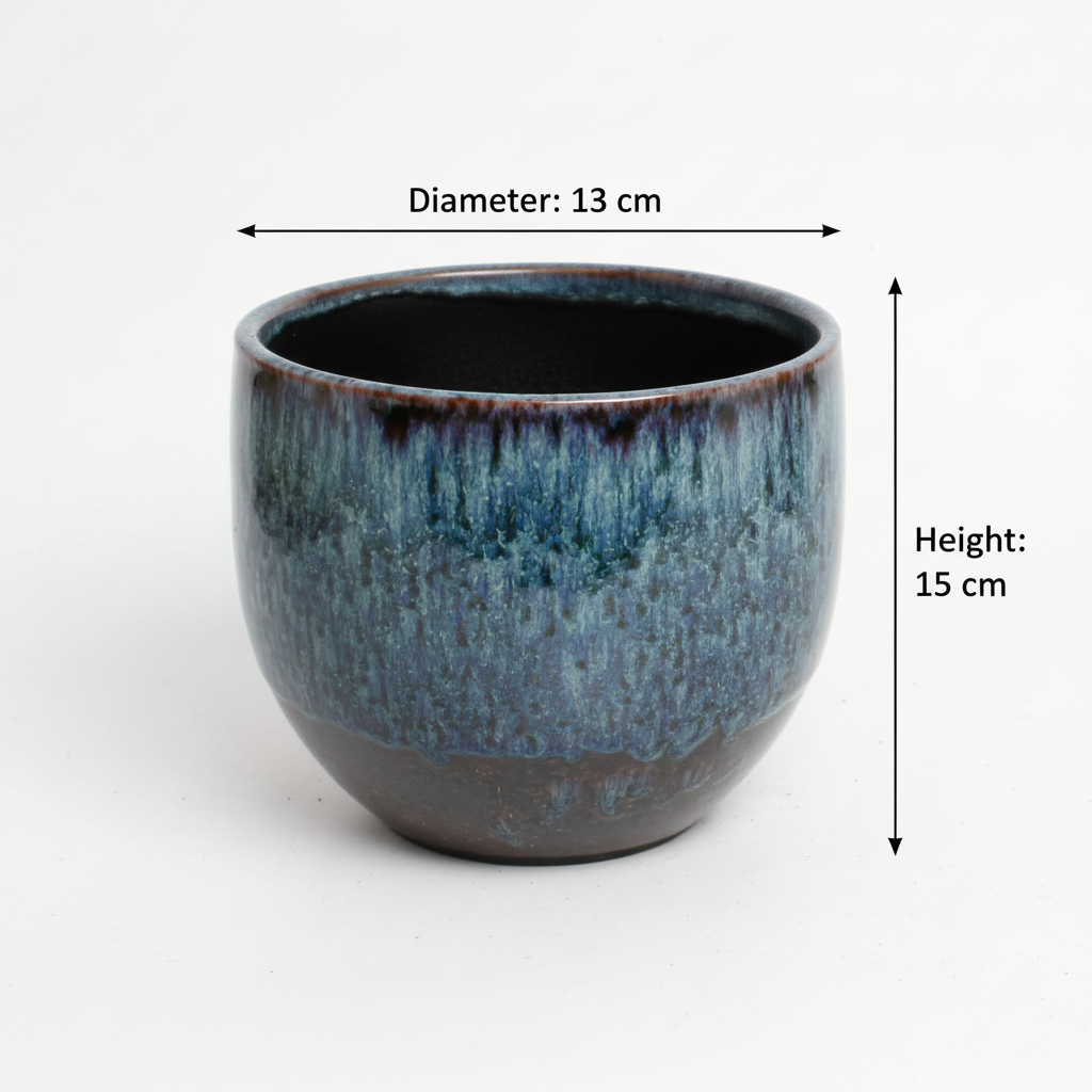 Blue ceramic pot dimensions