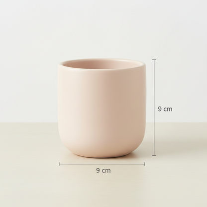 Blush-beige ceramic planter, 9 × 9 cm dimensions
