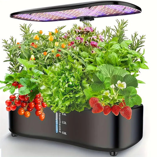Hydroponic Indoor Growing System | 12-Pod Herb Garden Kit with LED Grow Light & Water Pump