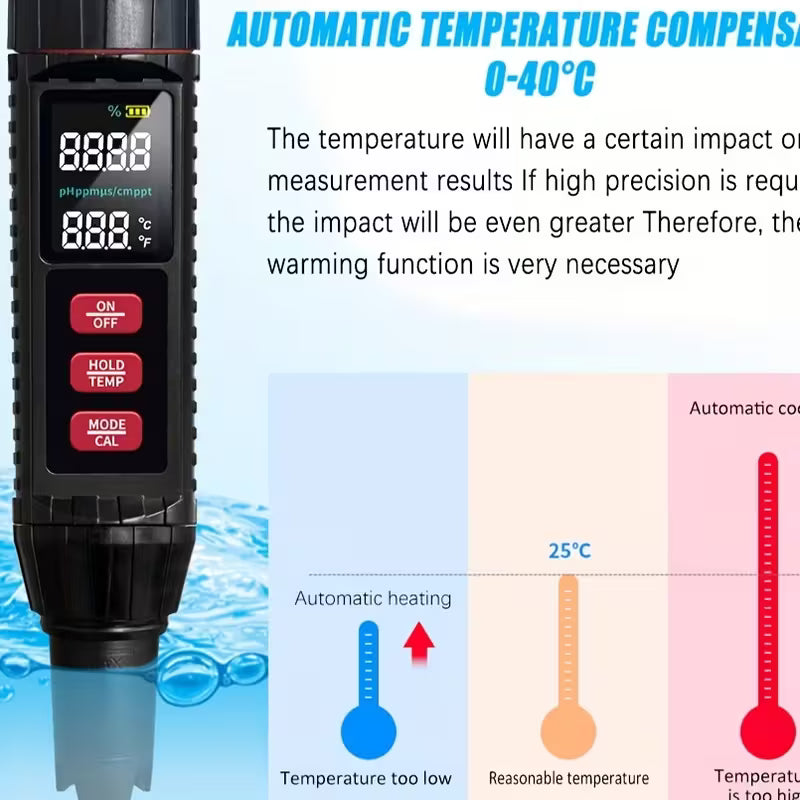 Professional 7-in-1 Water Quality Analyzer - Digital pH TDS EC Meter