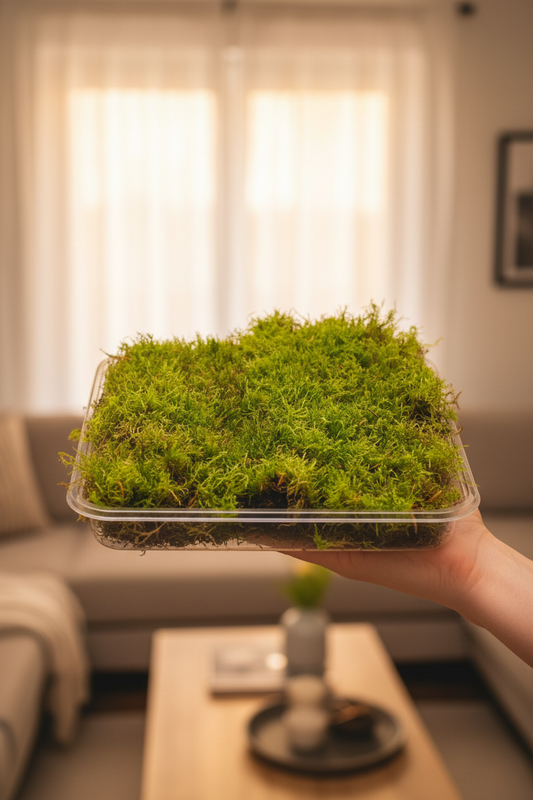 Carpet Moss in Tray — Hand Holding