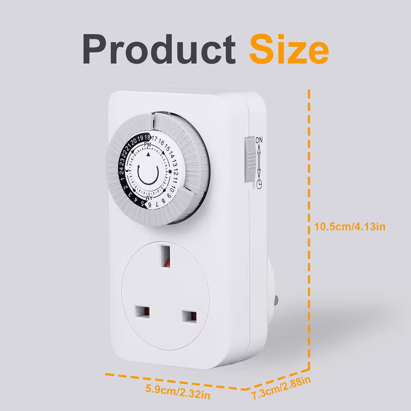 UK Mechanical Timer Socket – 24-Hour Daily Timer Switch with Plug | مقبس موقت ميكانيكي 24 ساعة – مفتاح تحكم يومي بقابس UK