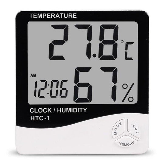 Temperature and Humidity Meter Plastic Digital Hygrometer with LCD Display (White)