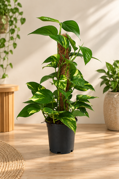 Money Plant on Moss Pole - Epipremnum aureum - نبات داخلي