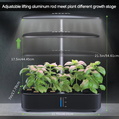 Hydroponic Indoor Growing System | 12-Pod Herb Garden Kit with LED Grow Light & Water Pump